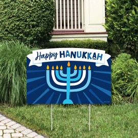 Big Dot of Happiness Hanukkah Menorah - Chanukah Holiday Party Yard Sign Lawn Decorations - Happy Hanukkah Party Yardy Sign