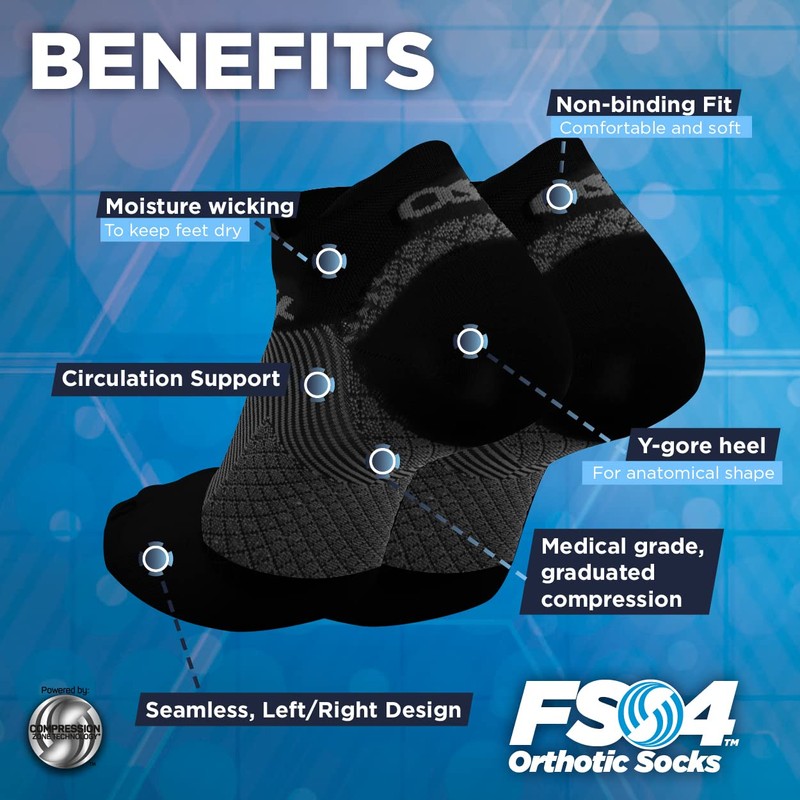 Orthosleeve FS4 Plantar Fasciitis/Orthotic Socks/Heel & Arch Pain/Swelling/Foot Fatigue -