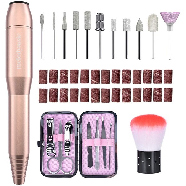 MelodySusie Electric Nail File 11-in-1 for Gel Nails Professional Electric Nail Cutter Set Pedicure Set Nail Efile Kit for Nail Studio and Personal DIY Manicure