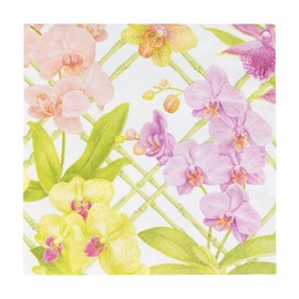 Caspari Orchid Conservatory Luncheon Napkins - 20 Luncheon Napkins per Pack, 2 PACKS