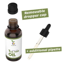 ORGANIC Tea Tree Oil 50ml with pipette, vegan – 100% pure tea tree essential oil from Australia – Treatment for blemished skin, inflammatory skin conditions, anti-pimples and acne