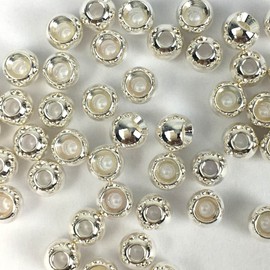 Aventik 50pc Brass Beads Tapered Hole Fly Tying Materials Lure Jig 10 colors / 5 sizes Fly Fishing (Silver, 4.8 mm (3/16''))