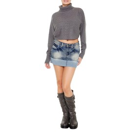 Forever 21 Women's Cable Knit Turtleneck Sweater Dark Grey Large