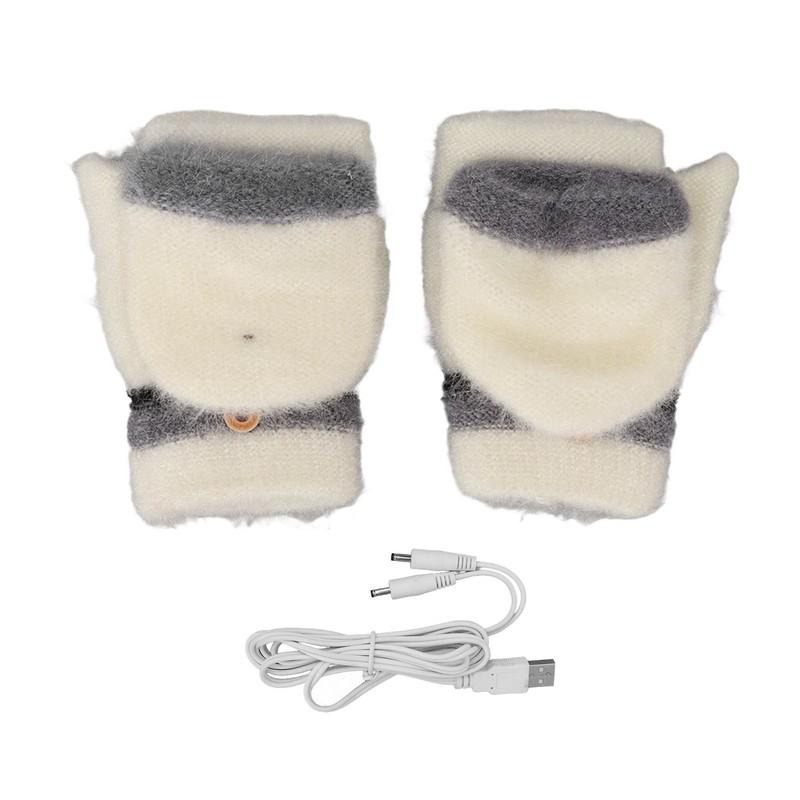 Electric USB Heated Gloves Double Side Heating Keep Warm Fingerless