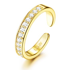 FASACCO 14k Gold Fillled Toe Rings for Women Hug CZ Triple Simple Band Toe Rings Adjustable Toe Rings CZ