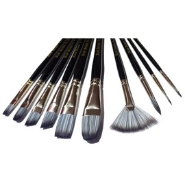 Major Brushes Silvertone Synthetic Brushes Pack of 10