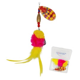 Pike Musky Walleye Fishing Lure Spinnerbait with Feathered Hooks Rooster Tail Fishing Lures Spoon Lures Baits with Tackle Box (Style A-Red)