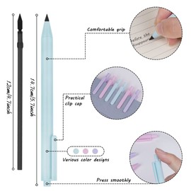 AUAUY 6PCS Inkless Magic Pencil, Macaron Color Retractable Infinity Pencil with 6 Replacement Refills, Everlasting Pencil, Eternal Pencil for Writing, Drawing, Students Home Office School Supplies