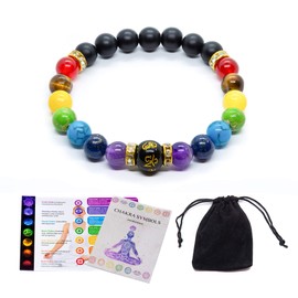 WICCSTAR Double Chakra Bracelet & Meaning Card Crystal Anxiety Jewellery
