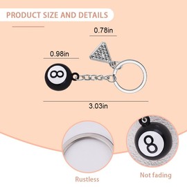 8 Ball Keychain for Purse Charms for Handbags Novetly Billiard Gifts for Daughter Son Birthday Gift for Billiards Lover Gifts for Women Men Pool Ball Key Chain for Billiard Player Gift for Husband