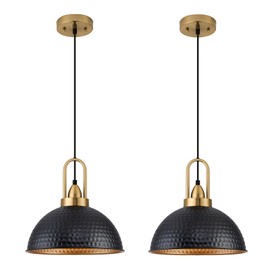 ALAISLYC Black Pendant Lights Kitchen Island Industrial Adjustable Height Vintage Farmhouse Dome Hanging Light Fixtures for Barn, Dining Room 2 Packs