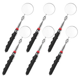 6Pcs Telescoping Inspection Mirror 360°Swivel Stainless Steel Mechanic Mirror with Long Handle Adjustable Telescopic Mirror for Observing Vehicle Condition Small Details(Round)