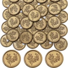 Wax Seal Stickers, ONWINPOR Eucalyptus Wedding Invitation Seal Sticker, 100 Pcs Self- Adhesive Prosecco Metallic Antique Gold Waxsealingsticker, Round Waxsticker (Eucalyptus100)