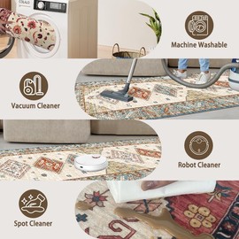 WuFulon - Alfombra de entrada, 1.6 x 2.6 pulgadas, lavable, para recámara, antideslizante, de pelo bajo, tapete oriental, para interiores, para entrada, baño, lavandería, sala de estar (zr1)