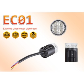 Unicorn Lighting EC01 Hideaway Warning Emergency Strobe Light Surface Mount [SAE class 1] [Dual Color] [IP68] for Police and Tow Truck Construction Vehicle Blue Red