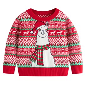 Kids Ugly Christmas Sweater Funny Alpaca Family Matching Outfit for Toddler Boy Girls Party Jumper Knitted Pullover 4T