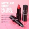 MIRUOKOUノンスティックカップリッ口紅、メタリックシャインリップスティック、ダイヤモンドグリッターマットリップスティック、ロングラスティング/保湿 防水性と汚れ防止の大胆なきらめきリップ メイクアップ 02#