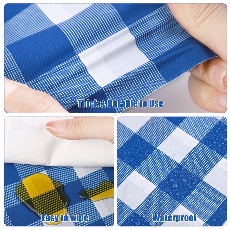 Kochorie 54 Inch x 300 Ft Blue Checkered Plastic Table