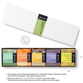 I & SOAP, 5pcs Mini Sampler Set (02) - Guest Soap - Travel Soap - 100% Natural & Organic Materials - Handcrafted Herbal Soap - Gentle and Effective Facial, Hand and Body Cleansing Soap Bars - Deeply Moisturizing Soft Soap - **Sodium Lauryl Sulfate(SLS), 
