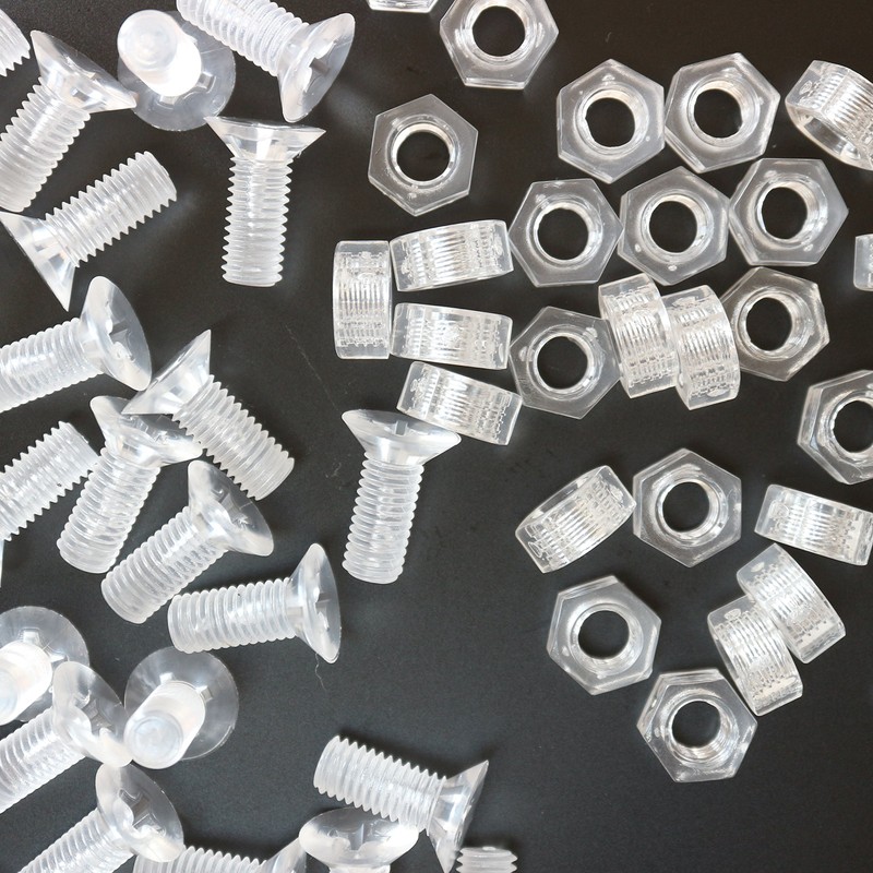 25 x Crosshead Countersunk Screw Nuts and Bolts, Transparent Clear