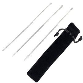 Felimoa 3 Pairs Stainless Steel Ear Picks with Different Tip Shapes and Storage Pouch Set of 4