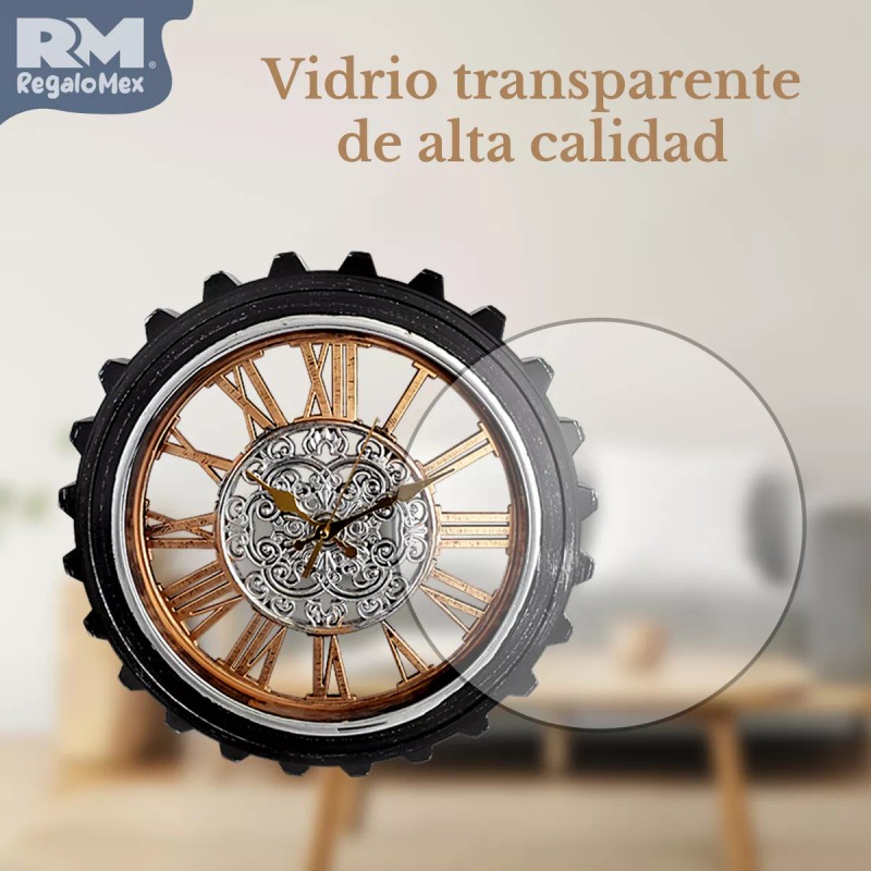 Rm Regalomex Reloj Análogo De Pared Forma Engrane 44 Centímetros