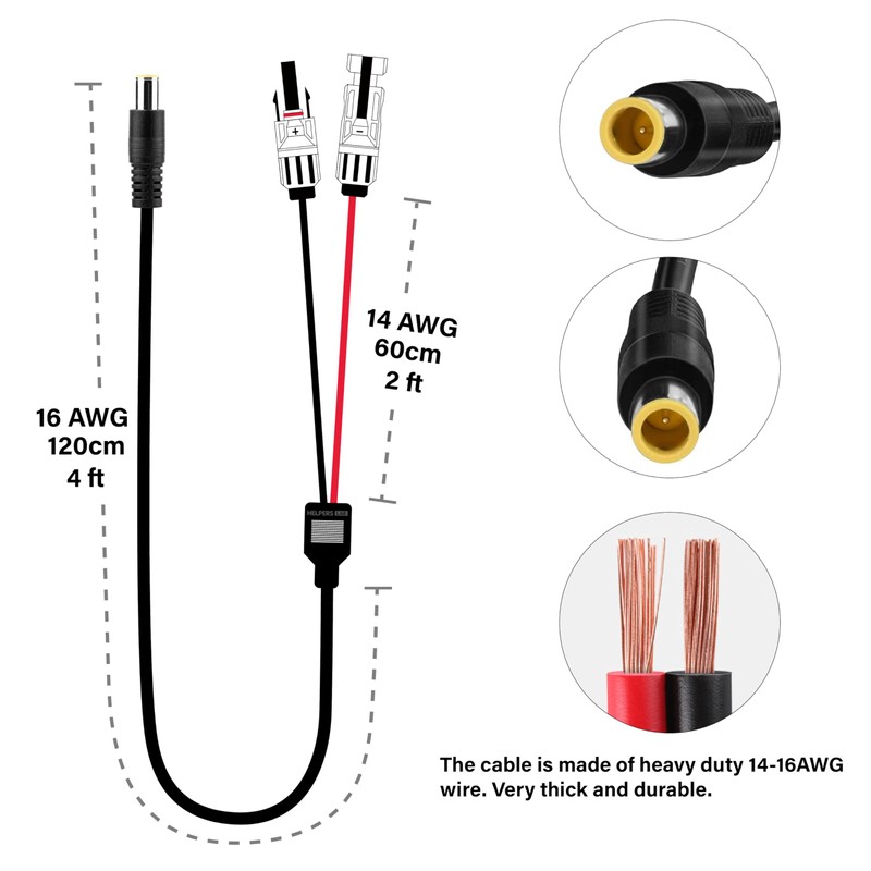 Solar Panel Connector to DC7909 8mm Adapter Cable Solar Connectors