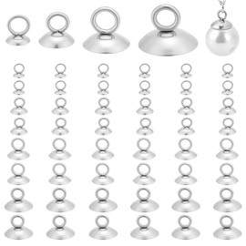 UNICRAFTALE 80 Pieces 4 Sizes Stainless Steel Pendant Clip Caps Ball Glass Bubble Cover Pendant Connectors Bead Caps for Jewellery Making Accessories DIY Supplies Hole 2.5 mm
