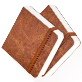 Funto Watercolor Journal 2-Pack, 3.9x3.9, 44 Pages Each,Cold-Pressed 100% Cotton, Pearlescent PU Leather Brown Hard Cover, Art Supplies for Watercolor