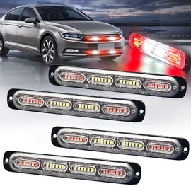 XTAUTO LED Emergency Strobe Light 24-LED Red White Red Flashing Warning Beacon Hazard Construction Caution Light Bar for Off Road Firefighter Vehicles Trucks SUV ATV 4-Pack