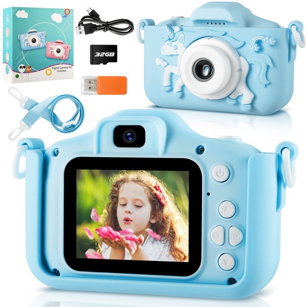 Kids Camera for Girls Children Digital Camera, Rechargeable Digital Camera for Girls Boys 3-12 Year Old Birthday Kids, 1080P HD Video Recorder 32GB SD Card/2 Inch IPS Screen (pink)