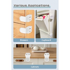 4 Pack Drawer Locks Baby Proofing, Maveek Child Proof Cabinet Locks Baby Safety Botton Latches For Bedstand Drawers Room Side Furniture Corner Edges