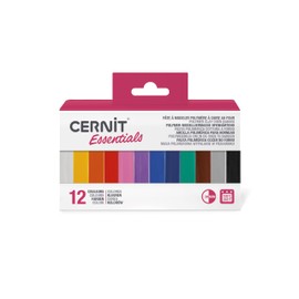 Cernit CEASS001C - Set of 12 Colours Oven Hardening Polymer Modelling Clay Essentials Ideal for Craft Activity, Multi-Colour, 1 Set