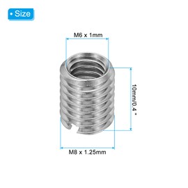 PATIKIL 316 Stainless Steel Thread Adapters Sleeve Reducing Nut, 8 Pcs M8 x 1.25 Male to M6 x 1 Female Repairing Insert Nut Screw Reducer Conversion Fastener 10mm