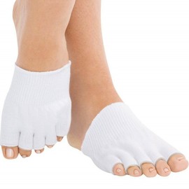 Sirosky Toes Socks Massage foot Feet Toe Align Separator Socks Prevent Foot Cramps, Hammertoes, Bunions, etc (White - 1 Pair, Medium)