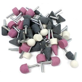 50 pc Mounted Stone Point Assortment 1/4" Shank Grinding Wheel Polish Deburr Set