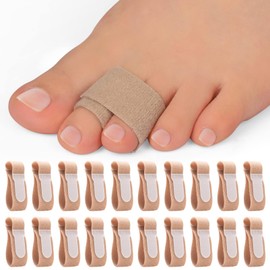 12 Pack Fabric Hammer Toe Corrector Wraps Straightener Reusable Fabric Buddy Wraps for Broken Toes Protection & Recovery & Hammertoe Straightener Crooked Curled Toes, Bent Broken Toes (Small, Beige)