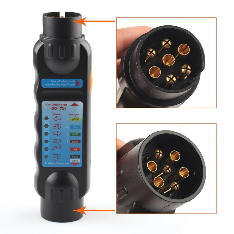 CGEAMDY 7-Pin Trailer Tester Socket, Trailer Light Tester Plug, 12V