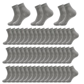 GENTLEAGU Viscose Bamboo Lightweight Sock Thin Crew Socks for Men Wholesale Bulk Solid Color Comfort Famliy Pack 48 Pairs (6-9, Grey)