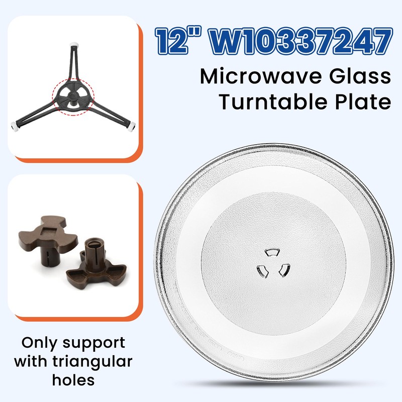12" W10337247 Microwave Glass Turntable Plate Fit for Whirlpool Microwave