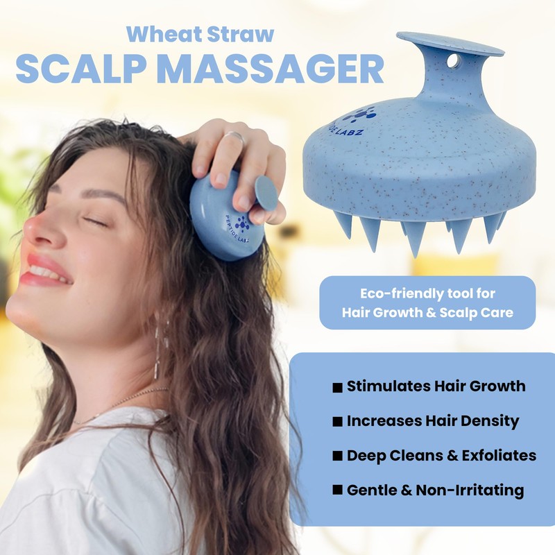 Peptide Labz Scalp Massager Shampoo Brush – Eco-Friendly Wheat Straw