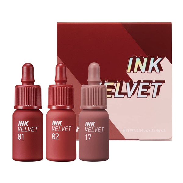 Peripera Tinte labial Ink the Velvet | Color de alto pigmento, duradero, ligero, no probado en animales, sin gluten, sin parabenos | RED IT NUDE, 3 unidades