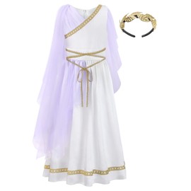 ReliBeauty Kids Greek Goddess Gostume Girls with Headband,9-11/150