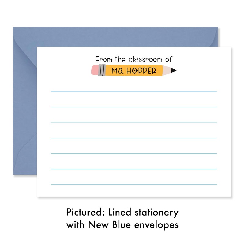 Teacher Stationery with Custom Name, 5.5x4.25 (A2) Lined or Unlined