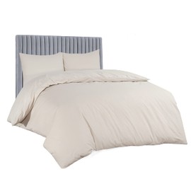 AATH COLLECTION Duvet Cover Bedding Set, Single, Double, King, Super King Size Egyptian Cotton Duvet Set with Pillow Cases. 100% Long Staple Soft Cotton Duvet Set with Easy Closure (Single, Mocha)