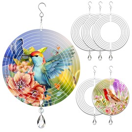 WindMage 6 Pack 8inch Sublimation Wind Spinner Blanks 3D Aluminum Metal Wind Sculpture Kinetic Spinners for Yard and Garden Indoor Art Ornaments Hanging Decoration (Round), WM-8inch Round-6pcs