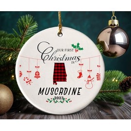 Our First Christmas Ornament 2024 in Muscadine Alabama Ornament Tree Decorations Housewarming New Home Keepsake 3" White