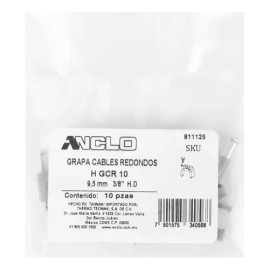 Grapa Para Cable Redondo 38 De Pulgada Gris 10 Piezas