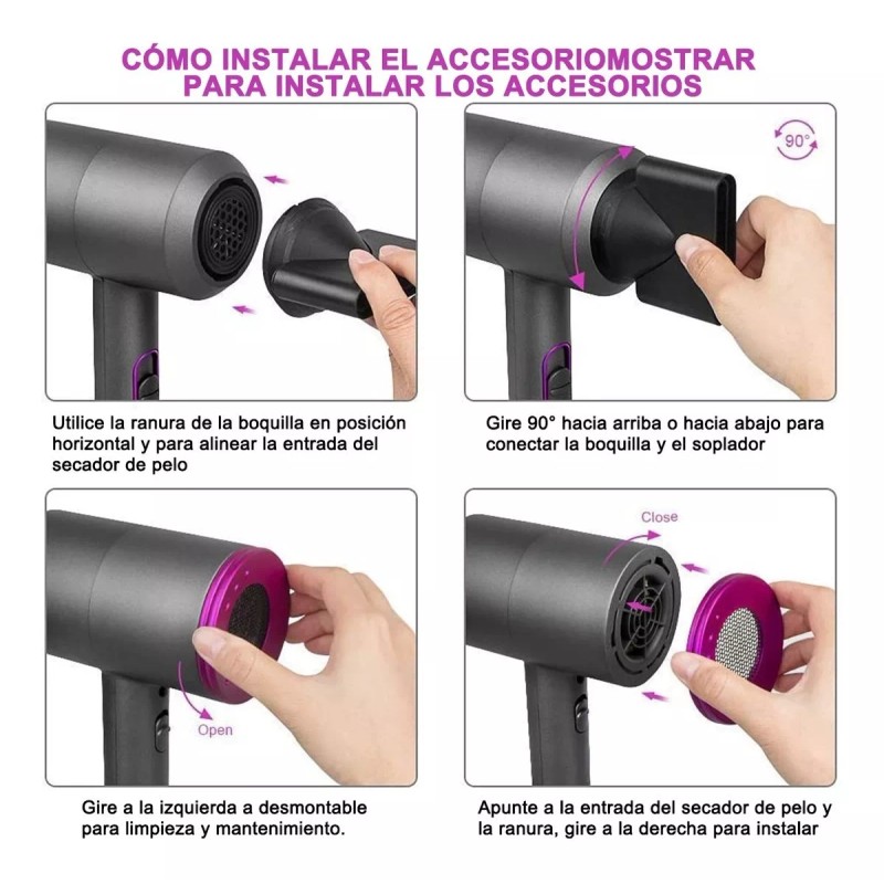 XTxinteng Secador De Pelo Iónico De 1800w Con Difusor 3
