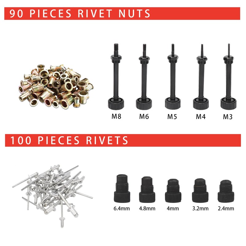 PROWIN 2IN 1 RIVET NUT TOOL Hand Blind Riveter 13"